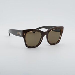 Gucci GG1789S 004 Sunglasses Peach/Brown Square Frame, Brown Lenses
